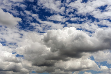 Climate condition with cumulus clouds before the rain