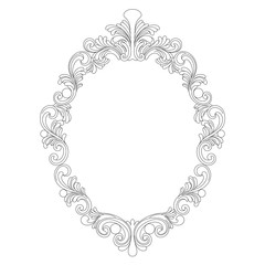 Vintage oval graphical frame in antique style. Vector.