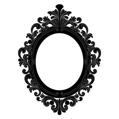 Vintage oval graphical frame in antique style. Vector.