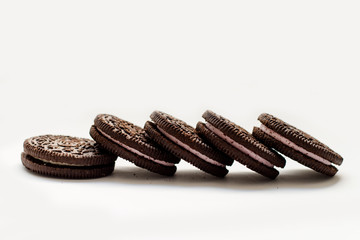 Chocolate biscuits with cream filling