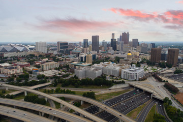 Aerial image Downtown Atlanta with beautiful skyscape