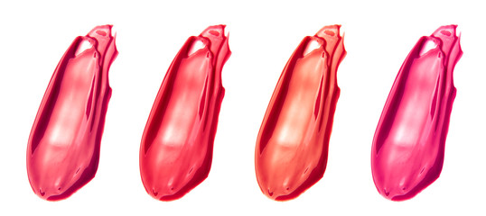 Lipstick smear sample on white background