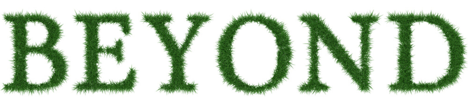 Beyond - 3D rendering fresh Grass letters isolated on whhite background.