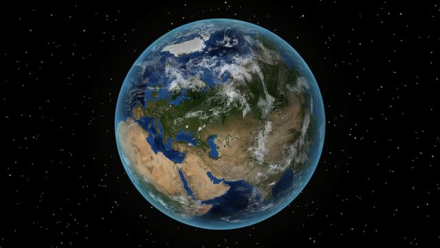 Norway. 3D Earth in space - zoom in on Norway outlined. Star sky background
