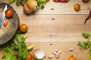 ingredients on old table