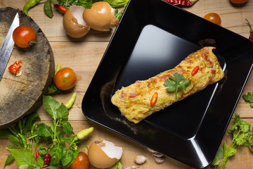 omelet in a plate. spanish omelet.