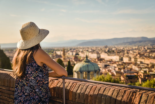 Girl admiring Firence, Italy