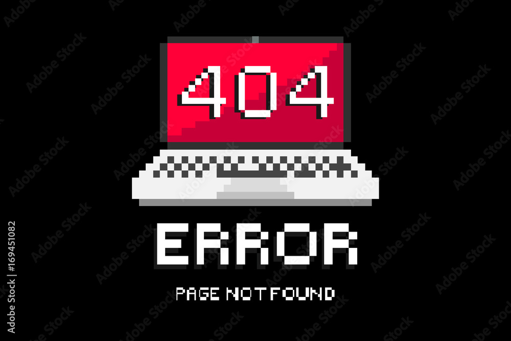 Poster 404  error not found page in 8 bit design vector 