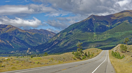 Rocky Mountain view from State Highway 82 near Twin Lakes, Colorado, U.S.A.