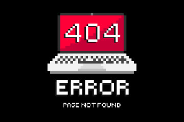 404  error not found page in 8 bit design vector 