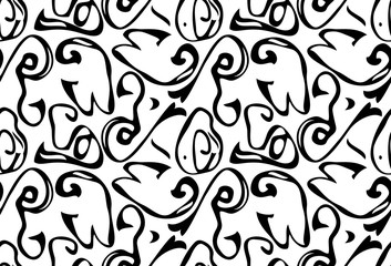 Naklejka premium Abstract curvy shapes black on white