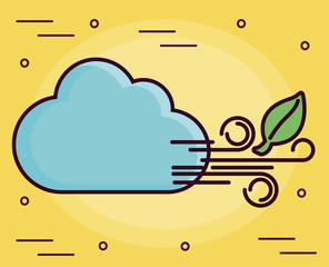 clouds and wind icon over yellow background colorful design vector illustration