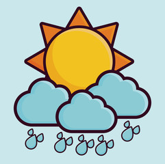 clouds and sun icon over white background colorful desing vector illustration