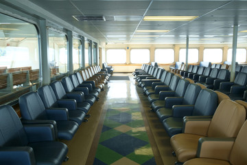 Fototapeta premium Passenger cabin seating on ferry boat