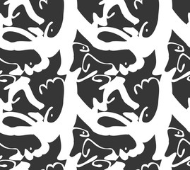 Abstract thick curvy shapes black on white