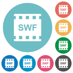 SWF movie format flat round icons