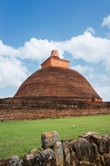 Fototapeta na wymiar Jetavaranama dagoba, the largest stupa in Sri Lanka. Ancient ruins of Anuradhapura.