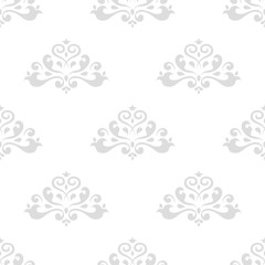 Light gray seamless pattern with wallpaper ornaments