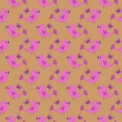 Seamless  pattern with birds. illustration in cartoon style.