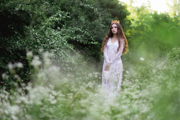 Fototapeta na wymiar beautiful girl. fantasy young woman in woods