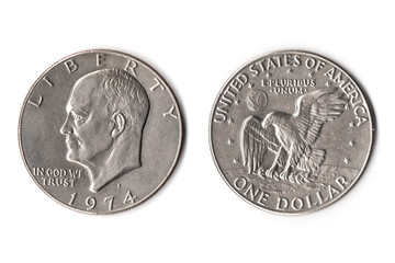 Silver dollar on both sides. Dólar de plata por ambos lados