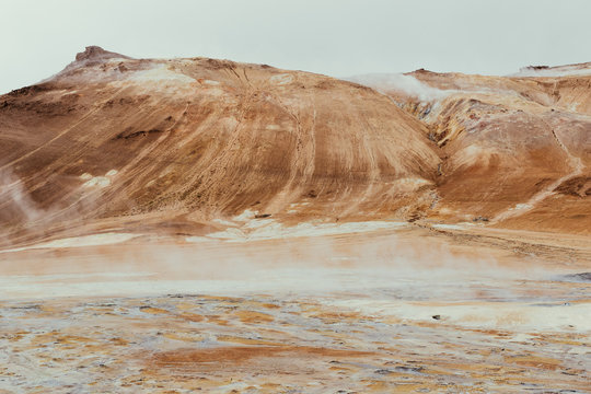 Geothermal hot spot in Iceland resembling Mars.