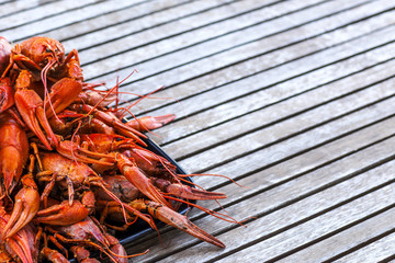 A plate of red crawfish