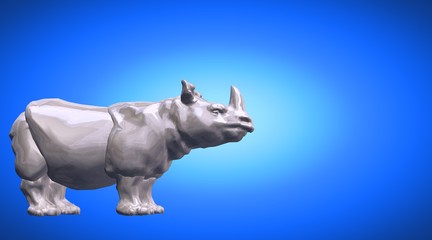 3d rendering of a hippo reflective on a blue gradient background