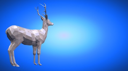 3d rendering of a reflective deer animal with beautiful horns