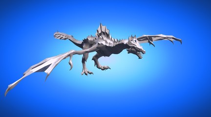 3d rendering of a scary big flying dragon with large wings