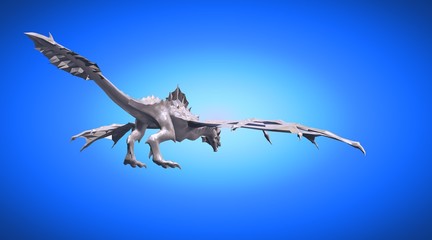 3d rendering of a scary big flying dragon with large wings