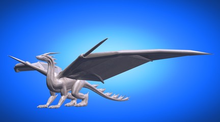 3d rendering of a scary big flying dragon with large wings