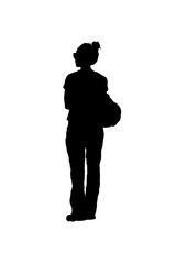 Isolated Woman With Hat Back View