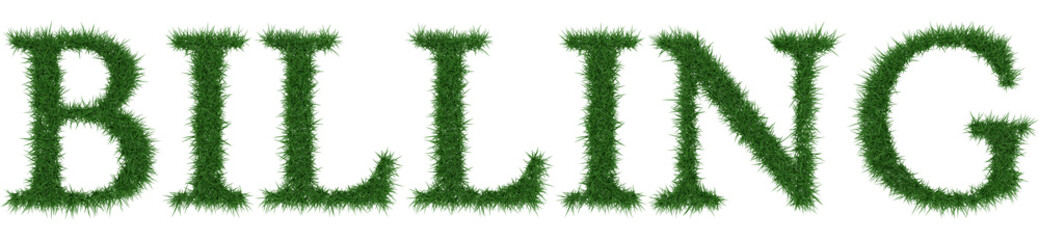 Billing - 3D rendering fresh Grass letters isolated on whhite background.