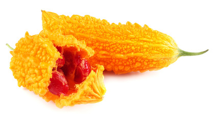 Momordica charantia isolated on white background