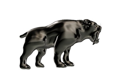 3d rendering of a reflective tiger animal on a background