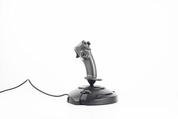 Gaming Joystick With Cable Isolated On White Background