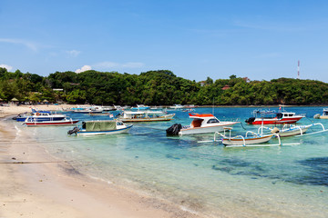 Motor boats to transport people on the Islands