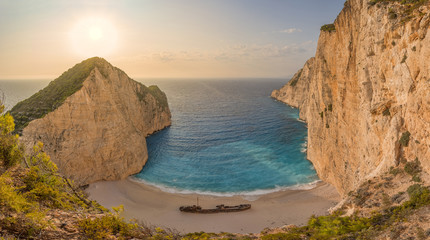 Panorama of Navagio with the wreck