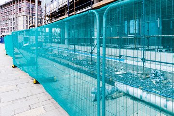 Site fencing around a building site.