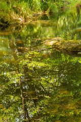 Lake and gardens of the castle of Cazeneuve in the south west of France