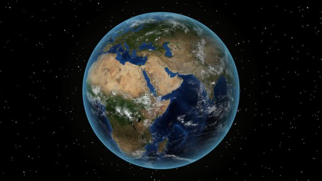 Senegal. 3D Earth in space - zoom in on Senegal outlined. Star sky background