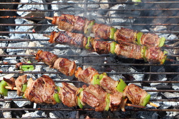 Brochettes de bœuf sur le barbecue