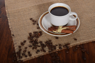 A cup of black coffee with vanilla