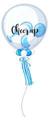 Blue and white balloons with word cheer up