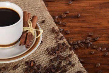 A cup of black coffee with vanilla