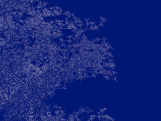 3d rendering of an outlined tree blueprint isolated on blue background