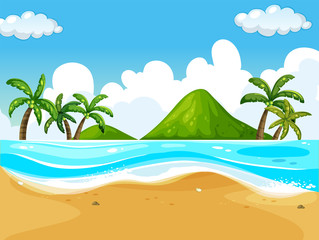 Fototapeta na wymiar Background scene with beach and ocean