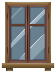 Window with wooden frame