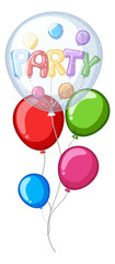 Colorful balloons with word party